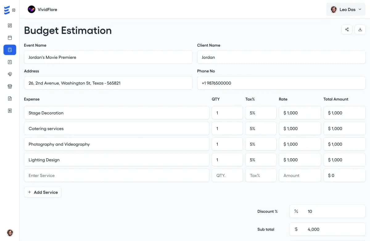 Budget control dashboard showing expense tracking, forecasts, and financial alerts