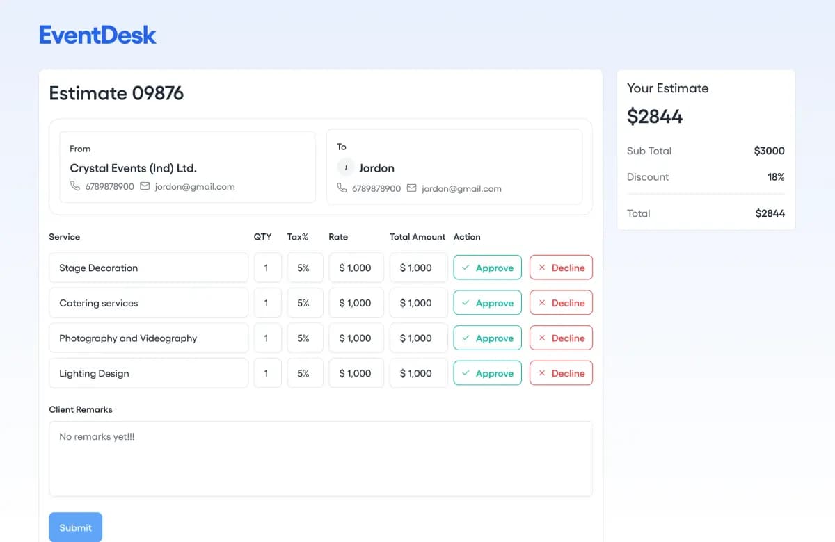 Client portal showing project progress, approval workflows, and communication tools